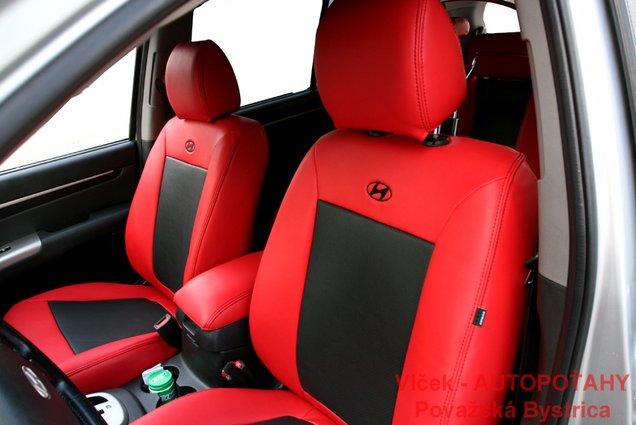 Kožené autopoťahy Hyundai Santa-Fe s perforovanou kožou v strede,