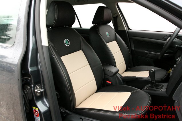 Kožené autopoťahy Škoda Octavia II. s perforovanou kožou v strede